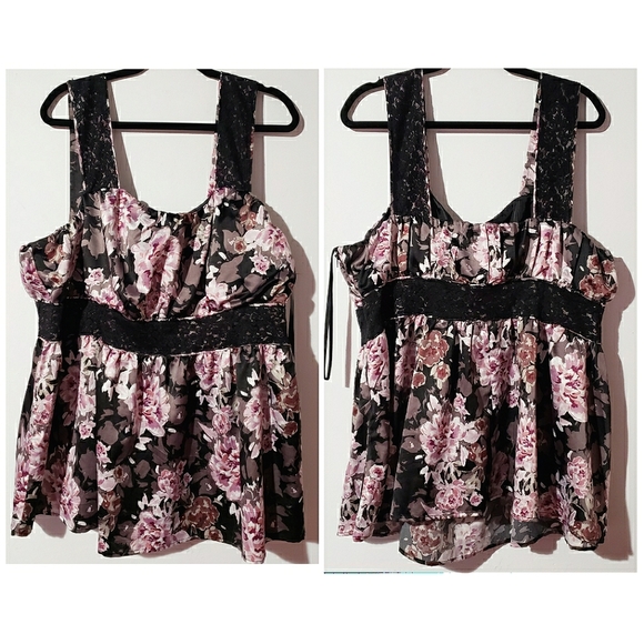 Torrid floral babydoll top with side zipper 3X - Picture 1 of 2